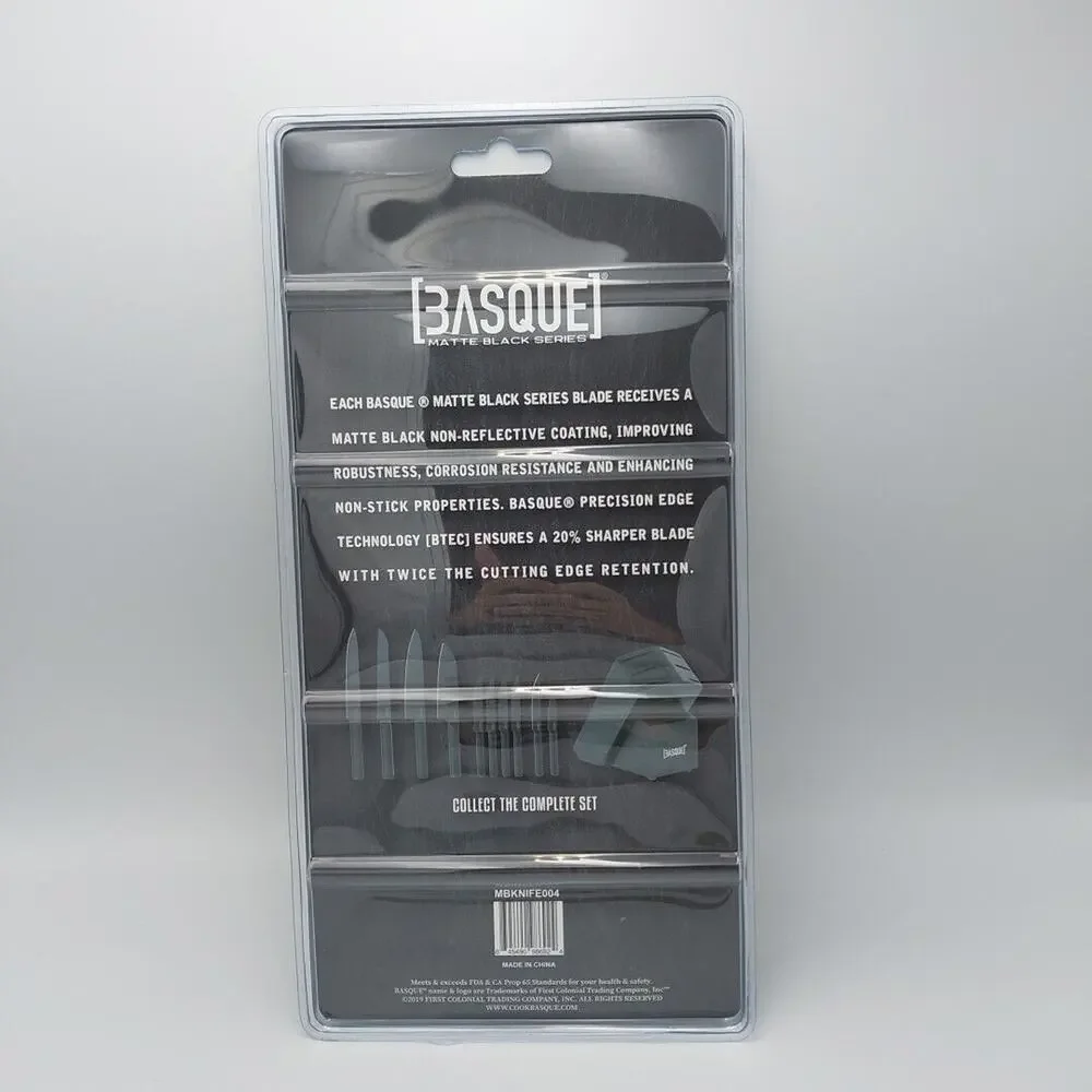 Basque Matte Black Series‎ Steak Knives. Set Of 4. New In Package.